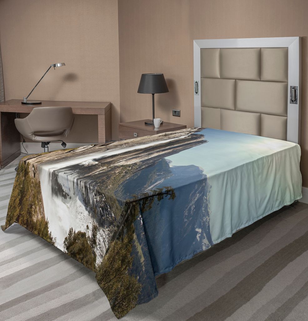ABAKUHAUS Yosemite Bettlaken, Yosemite Falls Mountain Sunshine Alpine Bäume Dramatische Natürliche Wildnis Landschaft, weiches bequemes oberes Be...