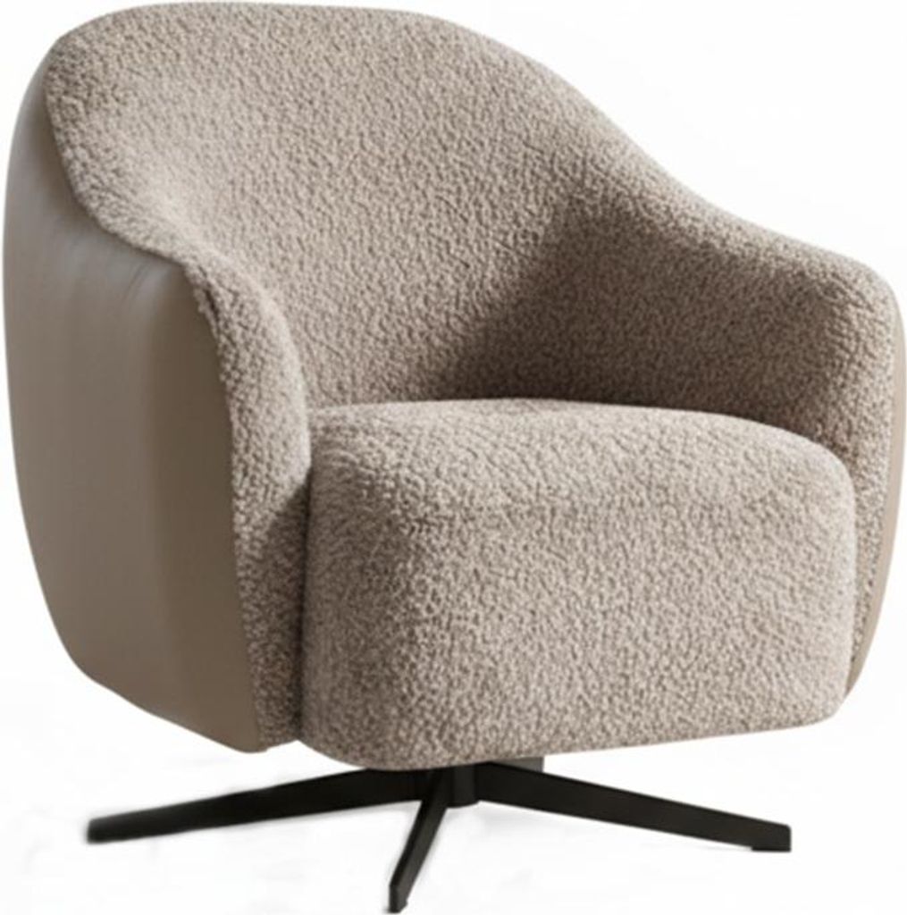 KAWOLA Sessel BRITTO Drehsessel Stoff / Kunstleder taupe