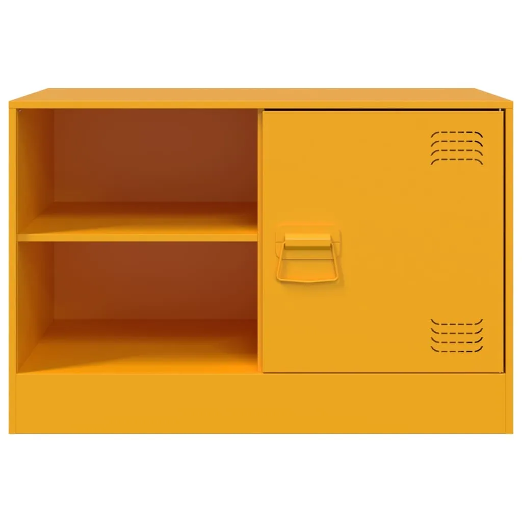 Meuble TV en acier jaune moutarde | Rangement compact et robuste - 6