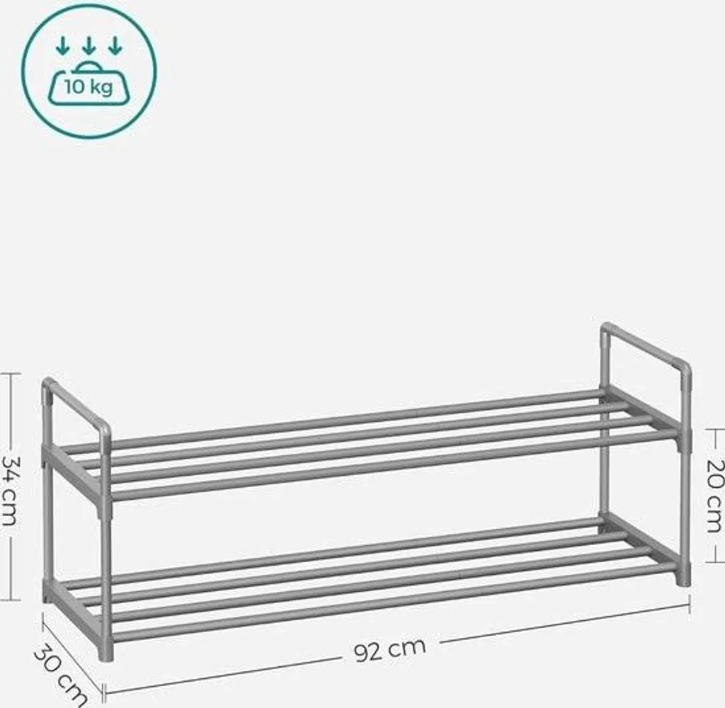 Range-chaussures modulable gris 2 étages 92cm structure métallique fine - 6