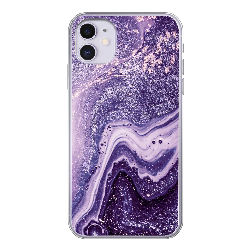 MuchoWow Handyhülle Schutzhülle Hülle für iPhone 11 Naturstein - Glitzer - Luxus Silikon Softcase Handy Hülle - Handytasche