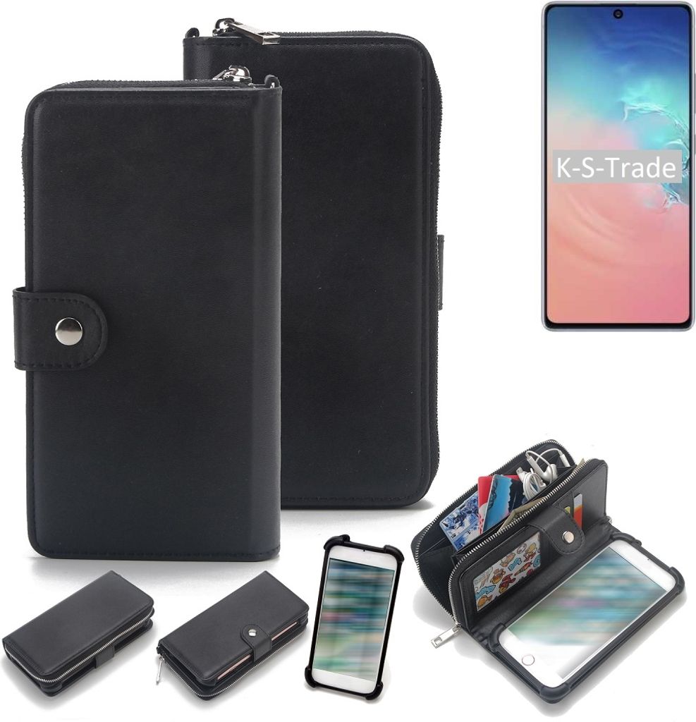 K-S-Trade 2in1 Handyhülle Schutzhülle kompatibel mit Samsung Galaxy S10 Lite & Portemonnee Cover Handy Hülle Case Etui Geldbörse Wallet Bookstyle