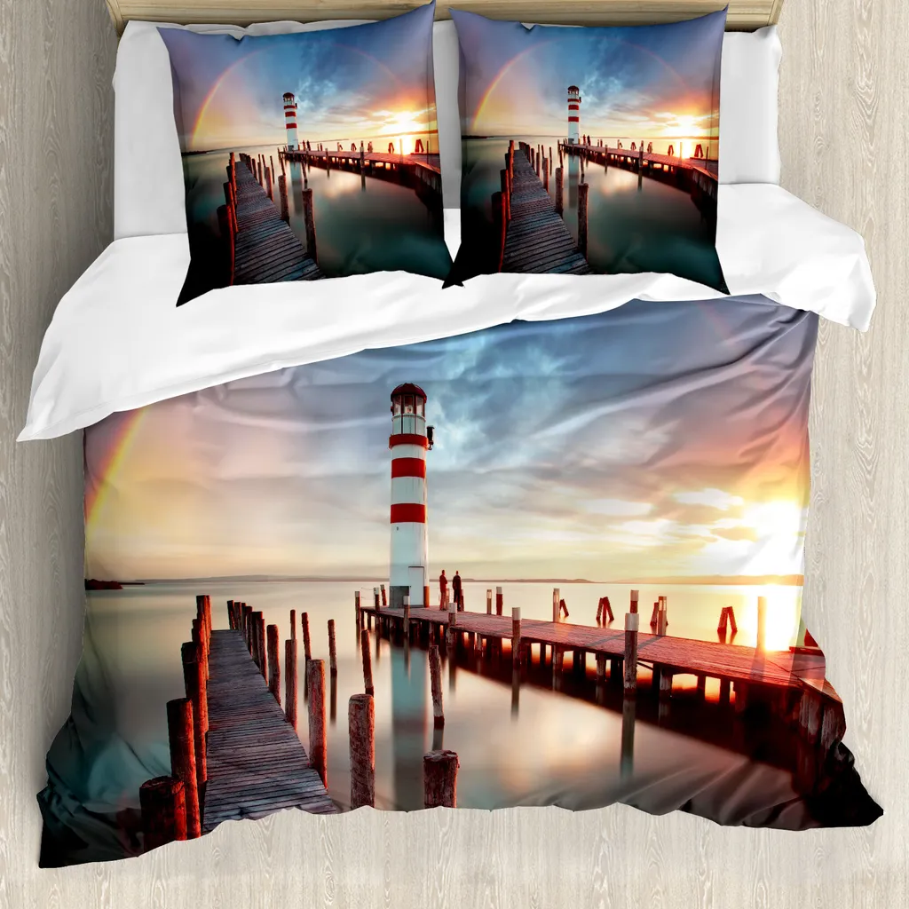 ABAKUHAUS Set copripiumino per letti matrimoniali, tramonti tra le nuvole, antiacaro, adatto a chi soffre di allergie, con federe, multicolore