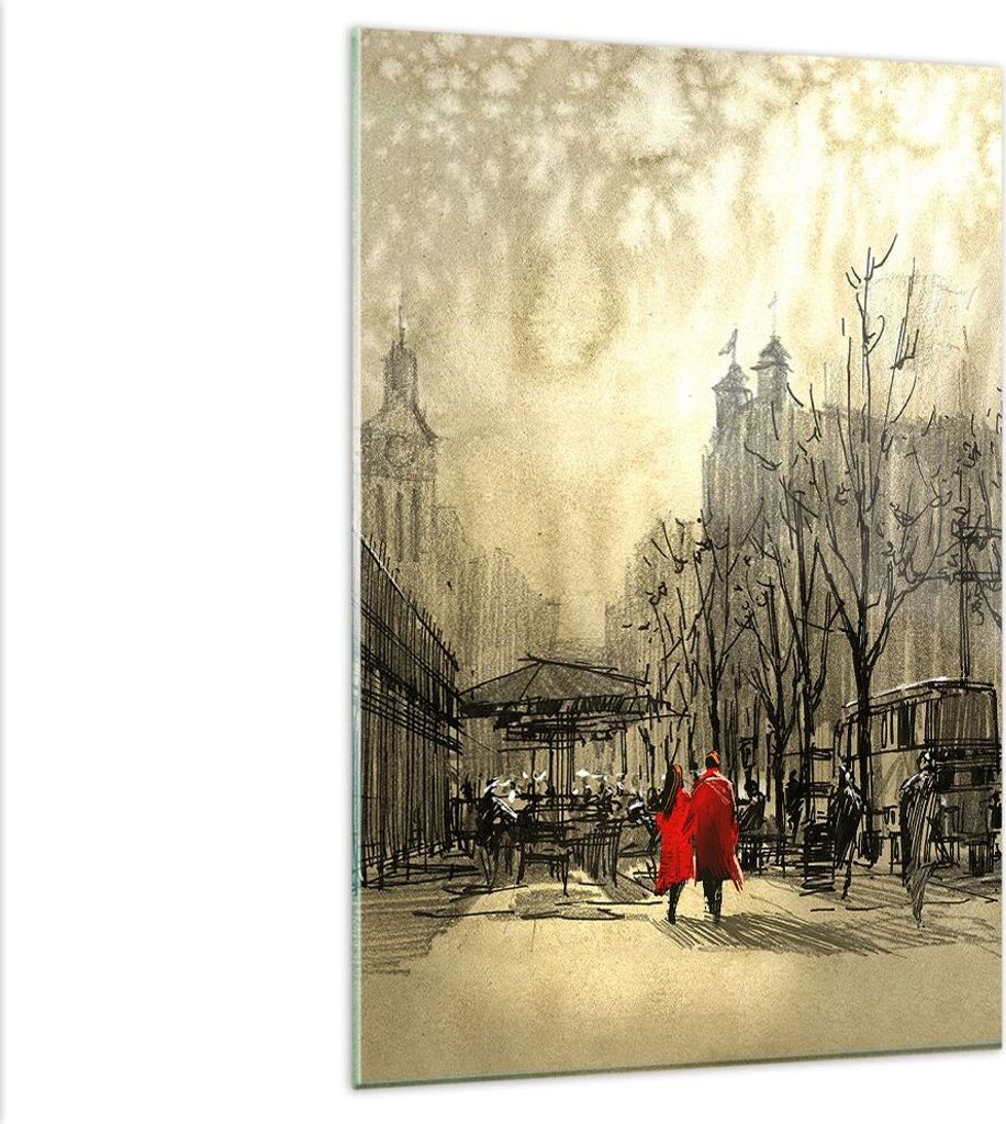 Bilder auf glas - Einteilig - Stadt Frau Geliebte - 80x120cm - Glasbilder - Wandbilder - Bilder - zum Aufhängen bereit - Wanddekoration aus Glas -...