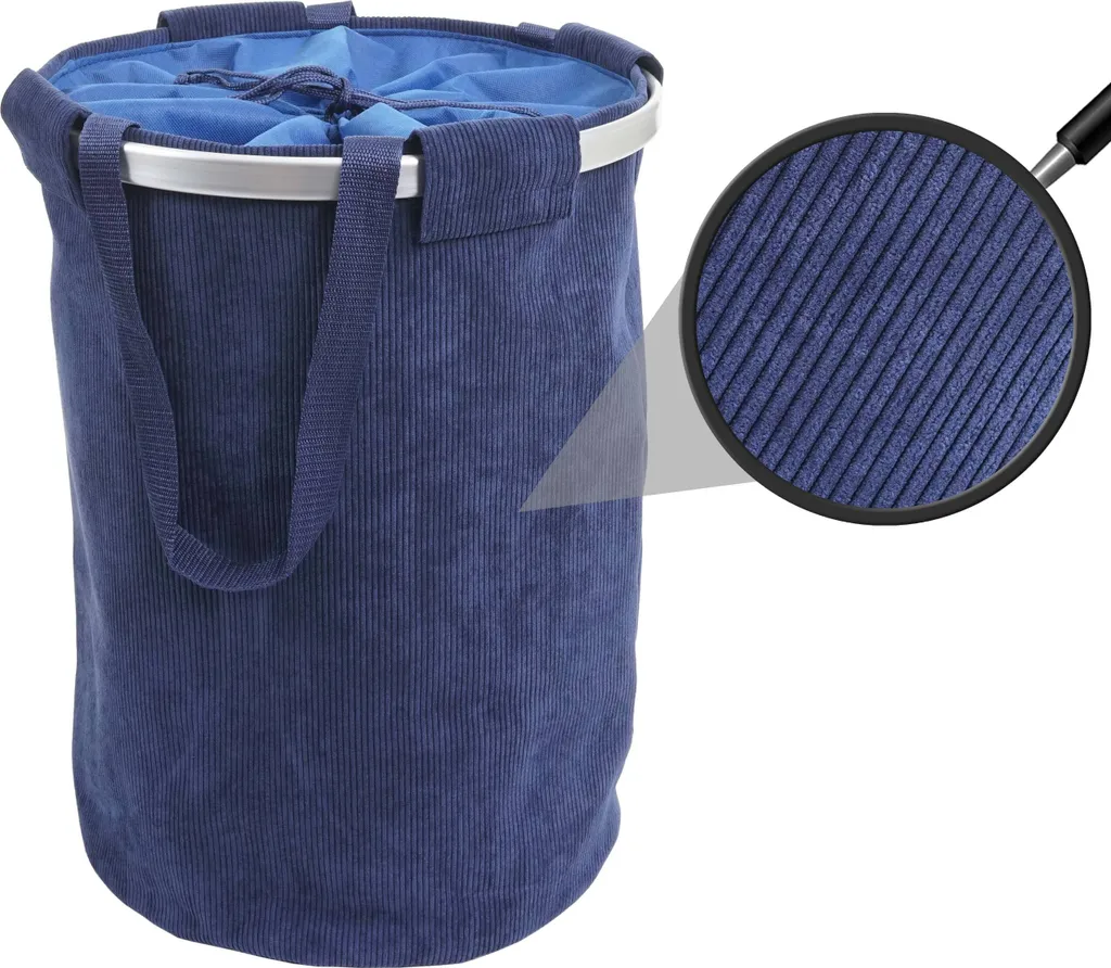 Cestino Bucato HWC-C34 65L Cordino Blu - Porta Biancheria Pieghevole