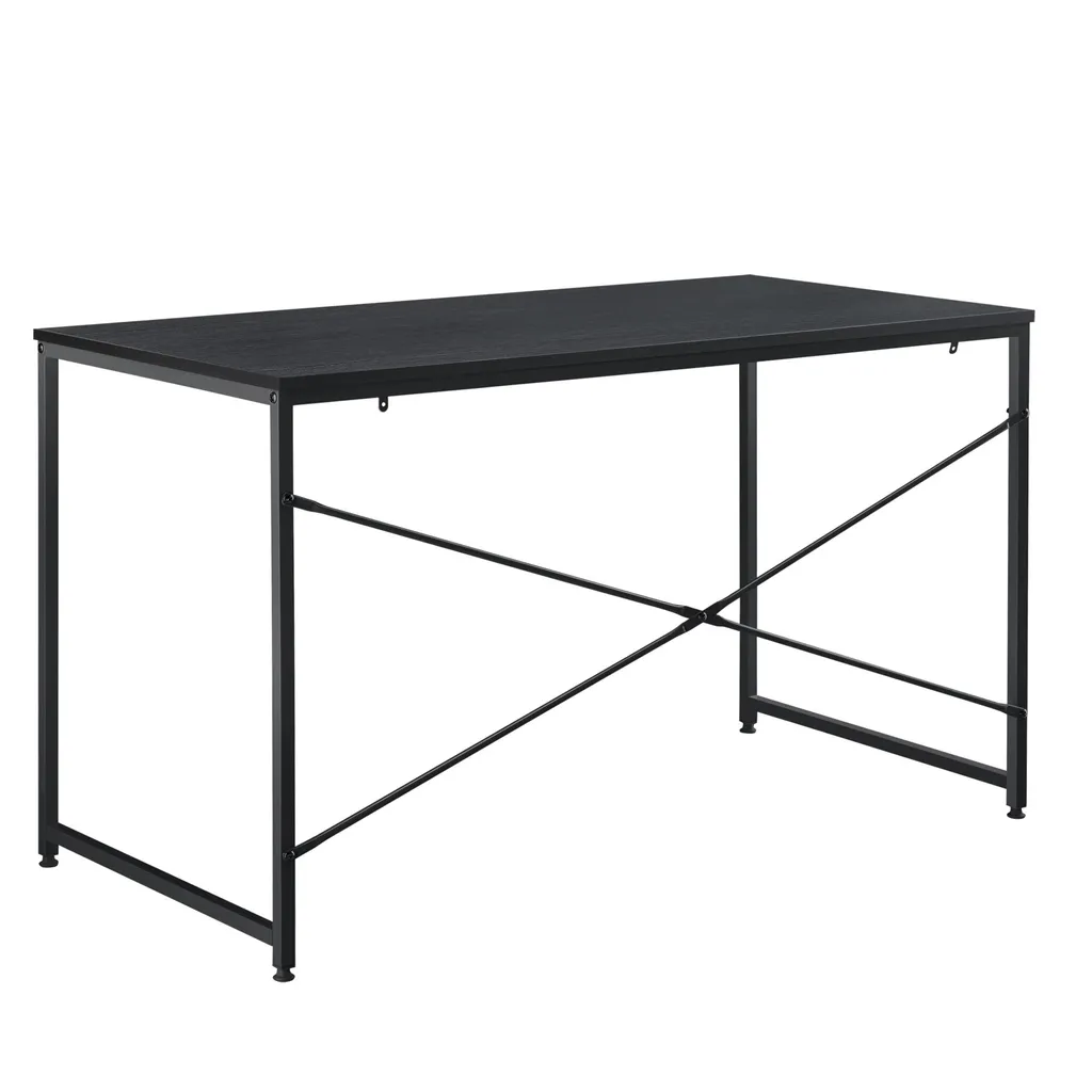 Scrivania Solida Metallo e Truciolare Shawn 120x60x72 - Nero Moderno