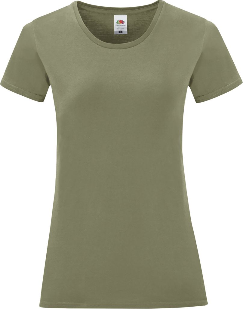 Fruit Of The Loom Damen T-Shirt Iconic, kurzärmlig PC3400 (L) (Olivgrün)