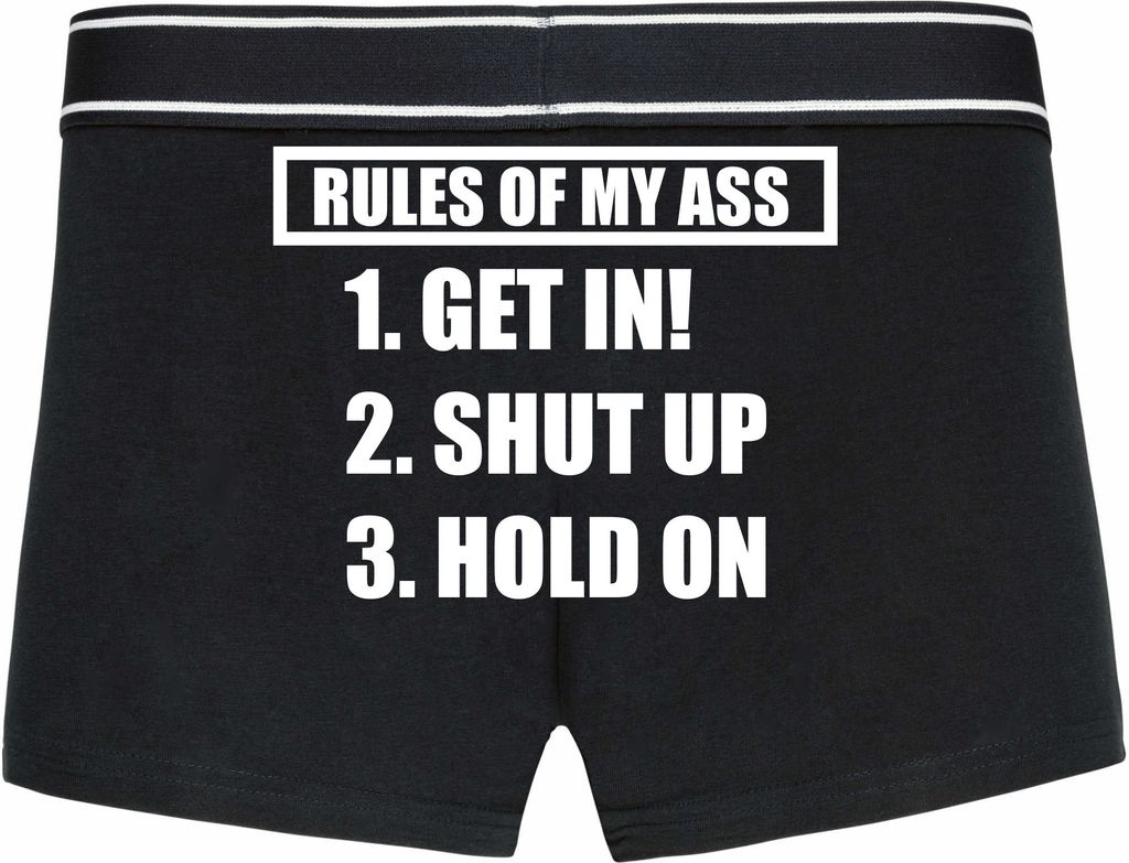 Boxershorts - Mann - Boxer-0036-man-black-h-XXL - schwarz - XXL - hinten - Rules of my Ass - lustiges Motiv - Spruch - Unterwäsche - Unterhose - F...