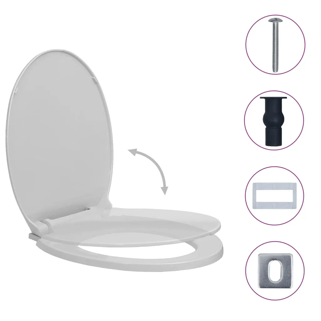 Siège de Toilette Silencieux Gris Clair - Abattant WC Confortable Ovale - 3