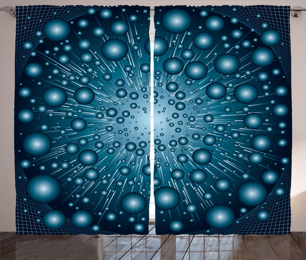 ABAKUHAUS Blau Rustikaler Gardine, Futuristic Galaxy Energy, Schlafzimmer Kräuselband Vorhang mit Schlaufen und Haken, 280 x 245 cm, Petrol Blau