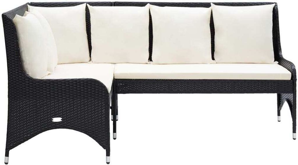 vidaXL Garten-Ecksofa 2-tlg. Poly Rattan Schwarz Produktbild 
