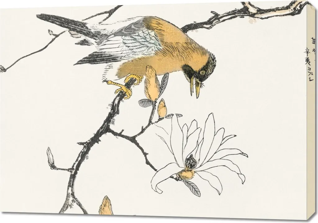 Tableau 100 x 70 cm Tibetan Hoopoe Kashu Japonais Vintage Mural