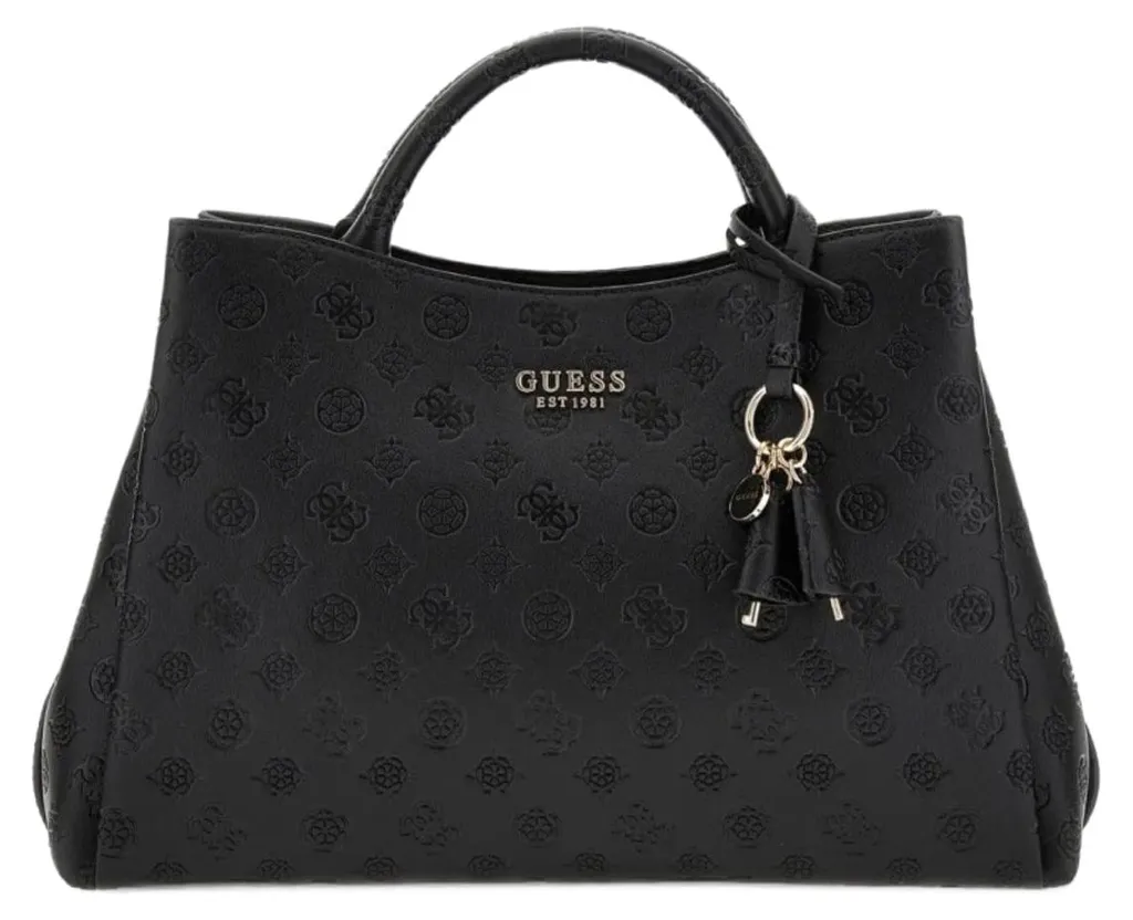 Sac à Main Satchel Guess Zarela Noir à Logo avec Bandoulière Amovible