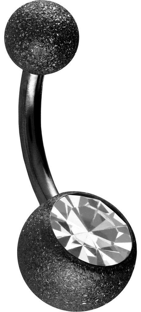 Bauchnabelpiercing Chirurgenstahl Bananabell DIAMANTOPTIK + KRISTALL Schwarz Stablänge: 8mm