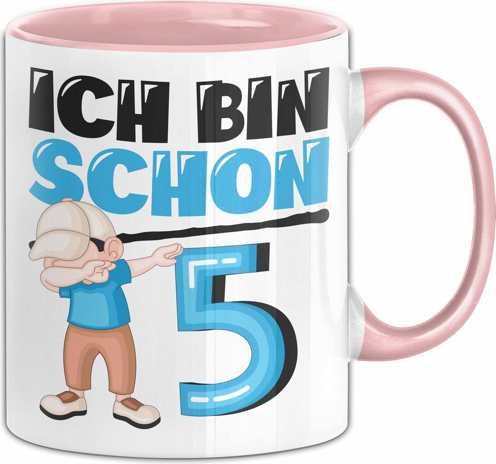 5. Geburtstag Geschenk Tasse Becher Jungs Dab Geburtstagsgeschenk Ich Bin Schon 5 (Rosa)