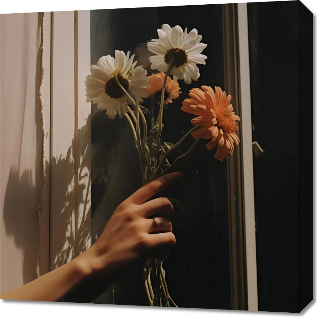 Quadro 60x60 cm Raggi e Petali - Decorazione Parete Moderna Materica