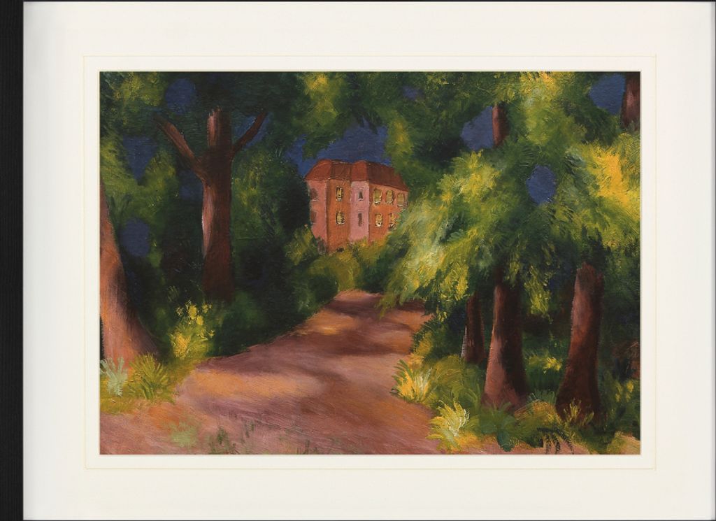 August Macke Gerahmtes Bild Mit Edlem Passepartout | Wand-Bilder | Im Bilderrahmen - Rotes Haus Im Park, 1914 (60 x 80 cm)