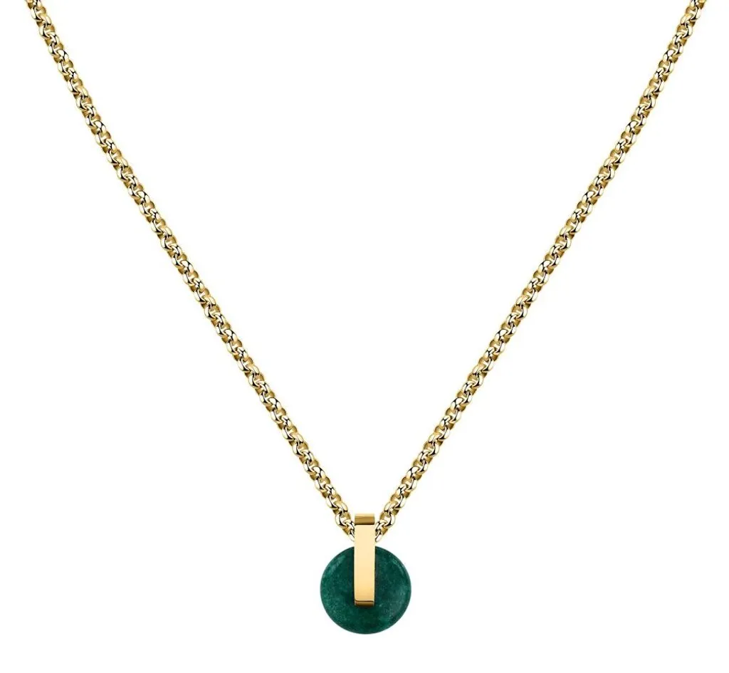 Collier Femme Idée Cadeau Plaqué Or et Agate pour Soirée et Mariage