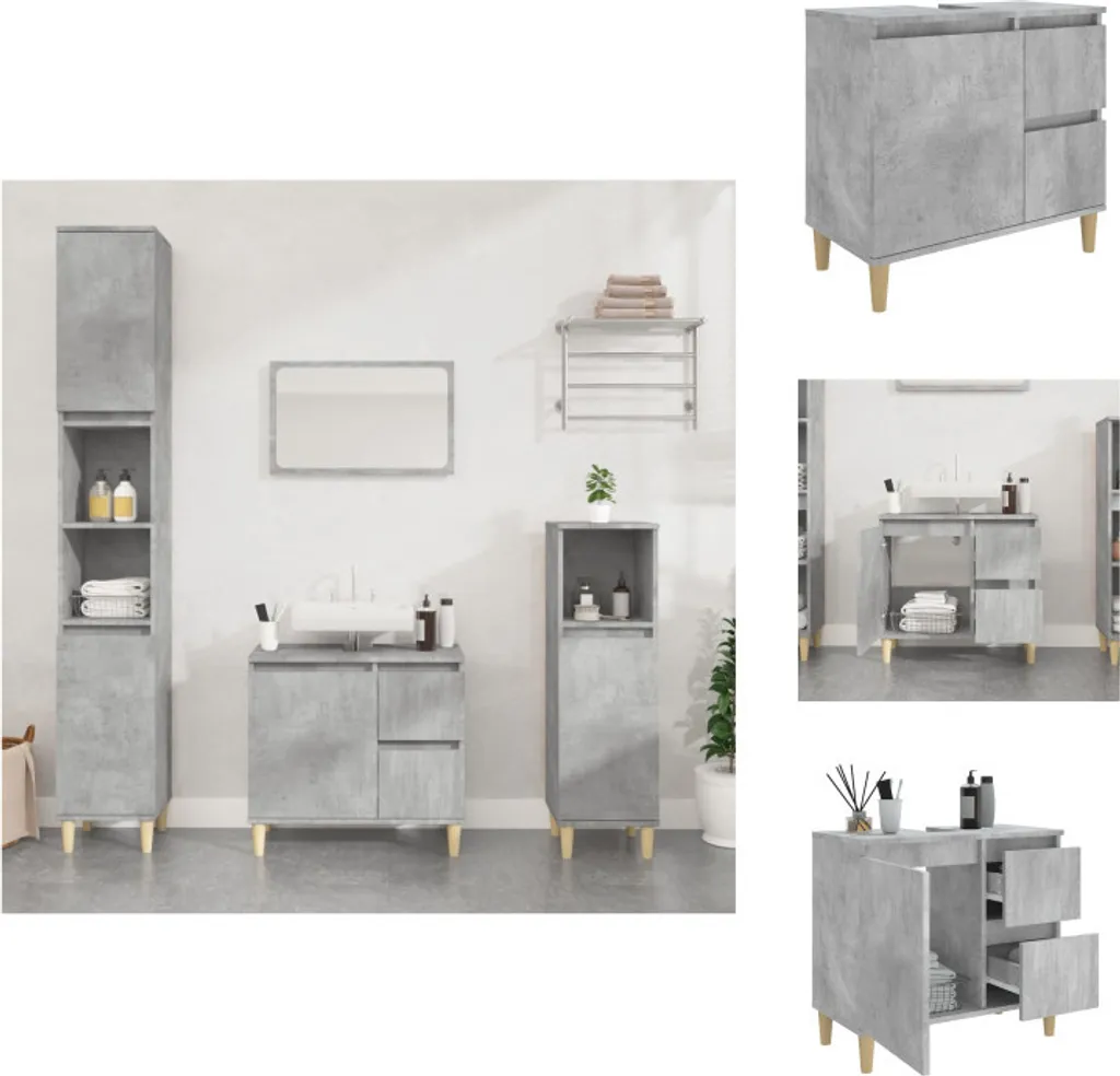 Armadietto Bagno 65cm vidaXL Grigio Cemento | Arredo Pratico e Robusto