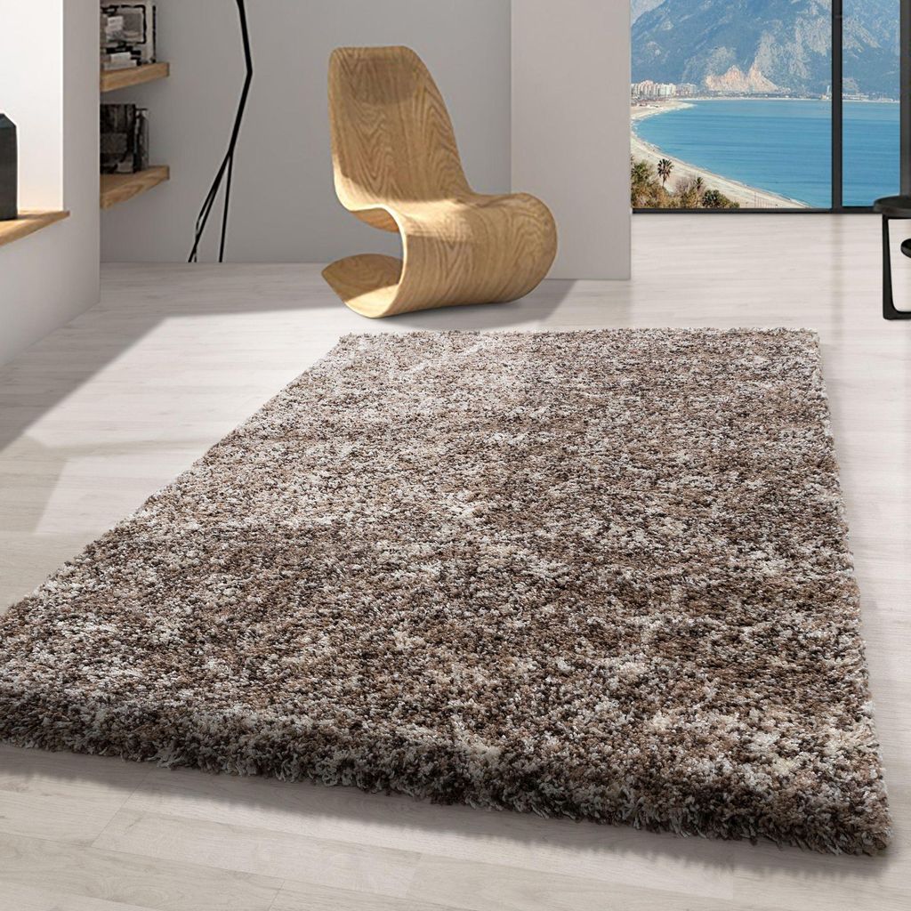 Carpetsale24 Shaggy Teppich Wohnzimmer Hochflor Teppich Einfarbig Meliert Design Flauschig Weich, Grösse: 120x170 cm