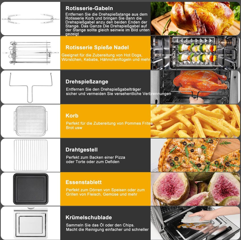 LLIVEKIT Heißluftfritteuse, Backofen Heißluftofen Backofen Produktbild 7