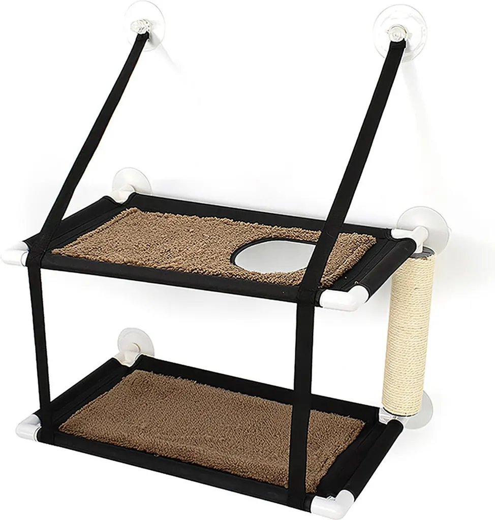Perchoir de fenêtre pour chat double plateforme, bain de soleil robuste