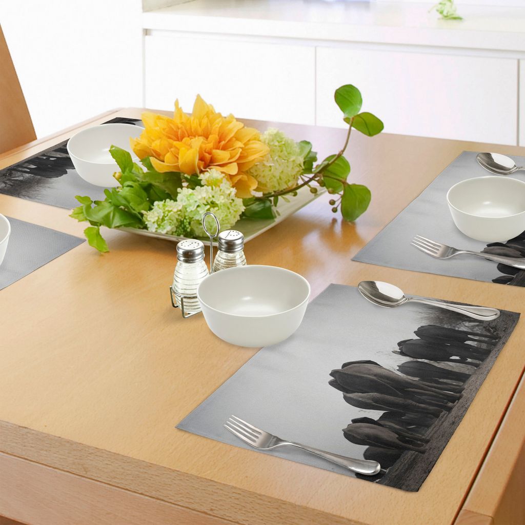 ABAKUHAUS Elefant Platzmatten, Bild der Herde der afrikanischen Elefanten gehend das Fluss-Tropische Tier-Kunst-Safari-Thema, Tiscjdeco aus Farbfes...