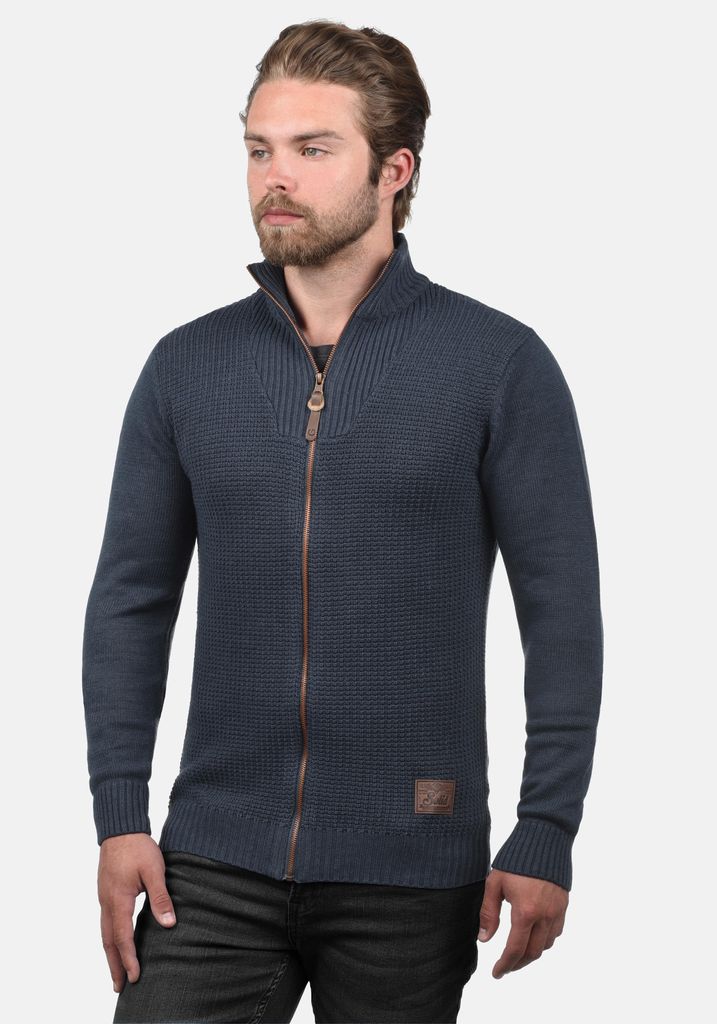 SOLID SDTristian Herren Strickjacke Cardigan Feinstrick Pullover mit Stehkragen Reißverschluss Baumwollmischung Regular fit
