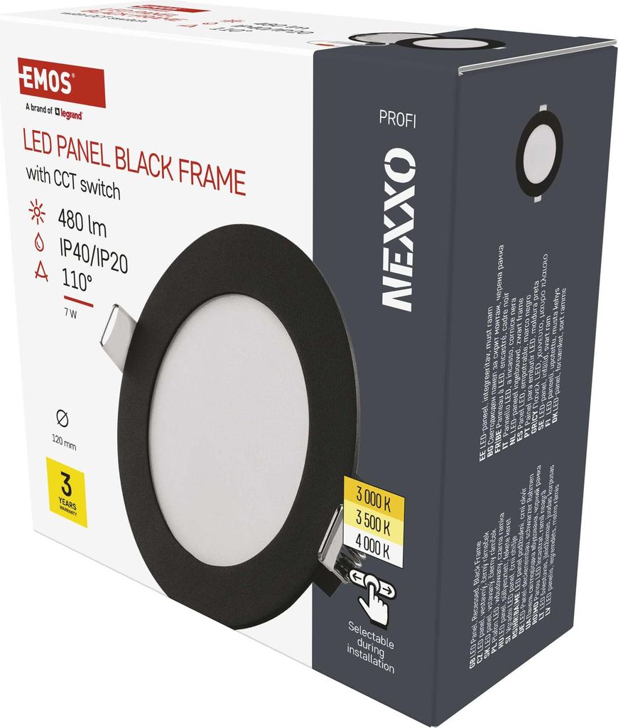 LED podhledové svítidlo NEXXO černé, 12 cm, 7 W, teplá/neutrální bílá