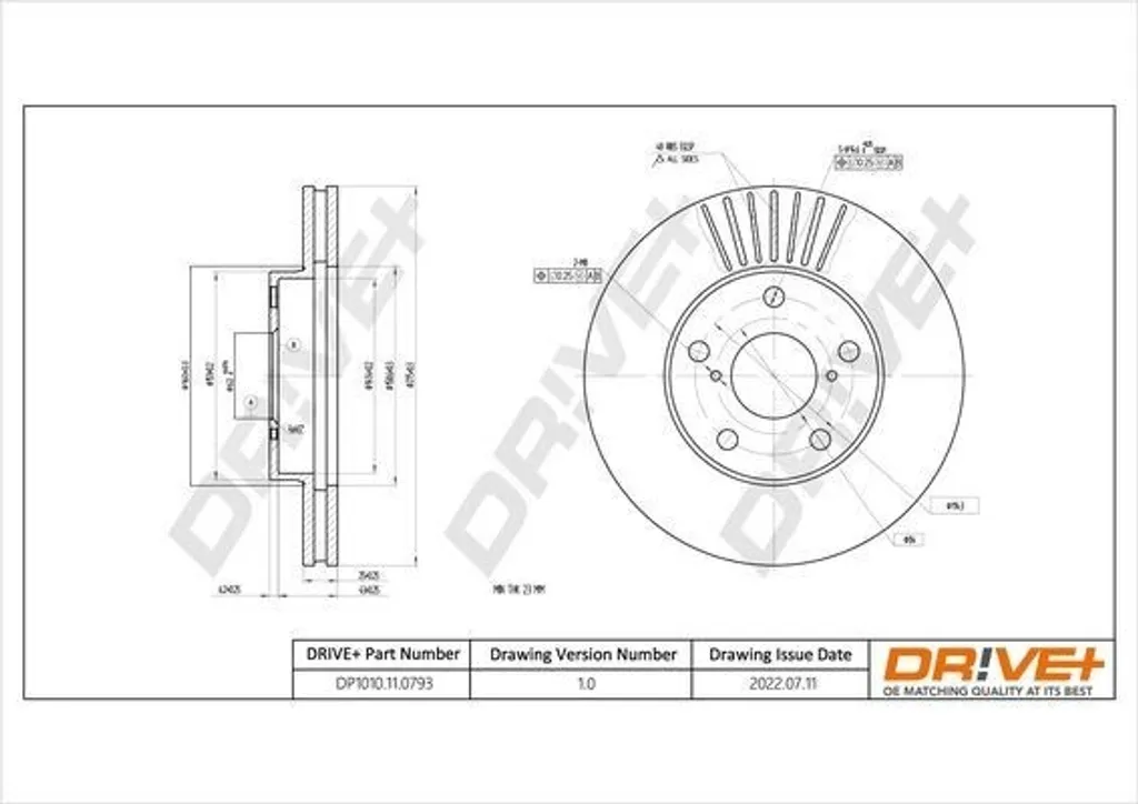 Disque de frein Dr!ve+ DP1010.11.0793 - OE 43512 42030 pour RAV 4 II