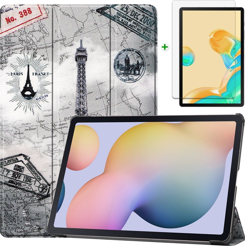 Case2go - Hülle kompatibel mit Samsung Galaxy Tab S7 FE (2021) - - Kunstleder Tablet Case Schutzhülle - Eiffelturm