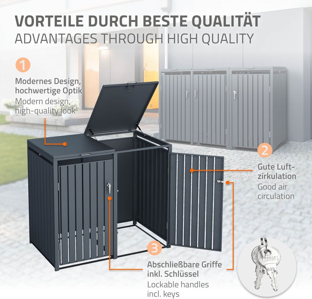 ML-Design 3-košový box na 3 koše, 240L 200x80x116,3 cm Obrázek produktu 3