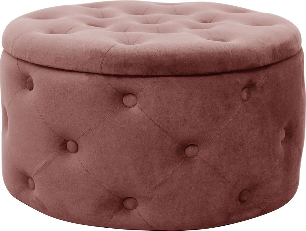 Pouf AKORD ALIA aus Samtstoff mit Stauraum in Rosa Durchmesser 55 cm Höhe 30 cm