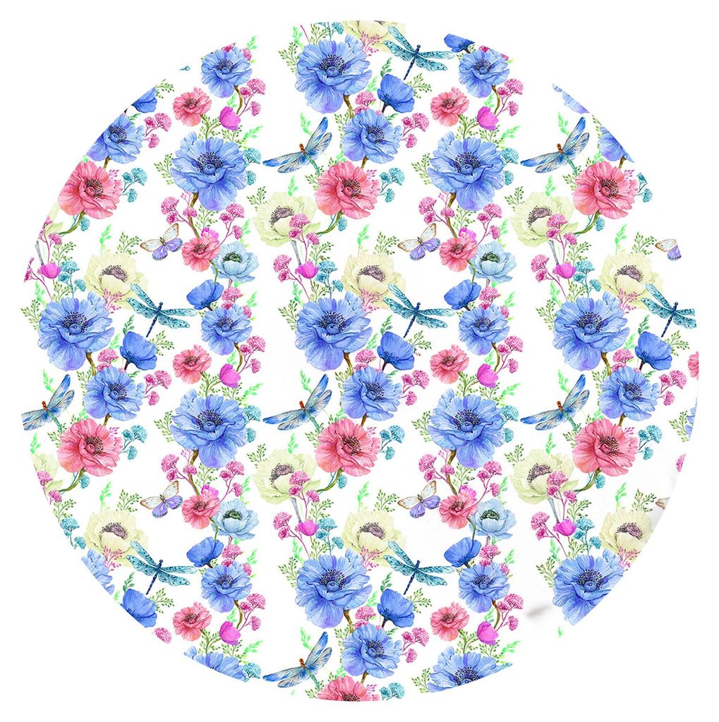 Runde, runde Tischdecke mit Blumenmuster und elastischem Rand, rustikales Blumenmuster, ideal für Picknicks, Landhauspartys und andere Dekorationen.