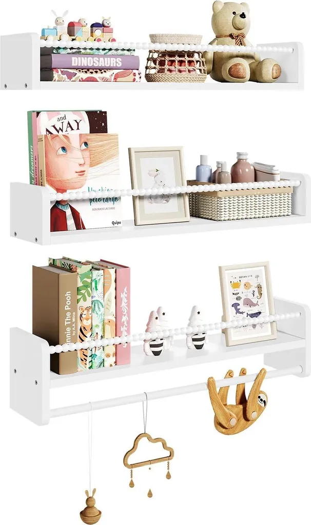 Étagère suspendue en pin beige - Rangement mural polyvalent 60 cm bois