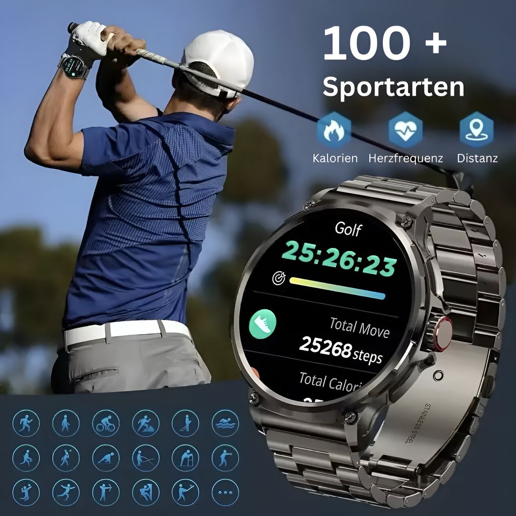 Smartwatch 2024 Herren Bluetooth IP68 HD Bildschirm 1,85 Produktbild 4