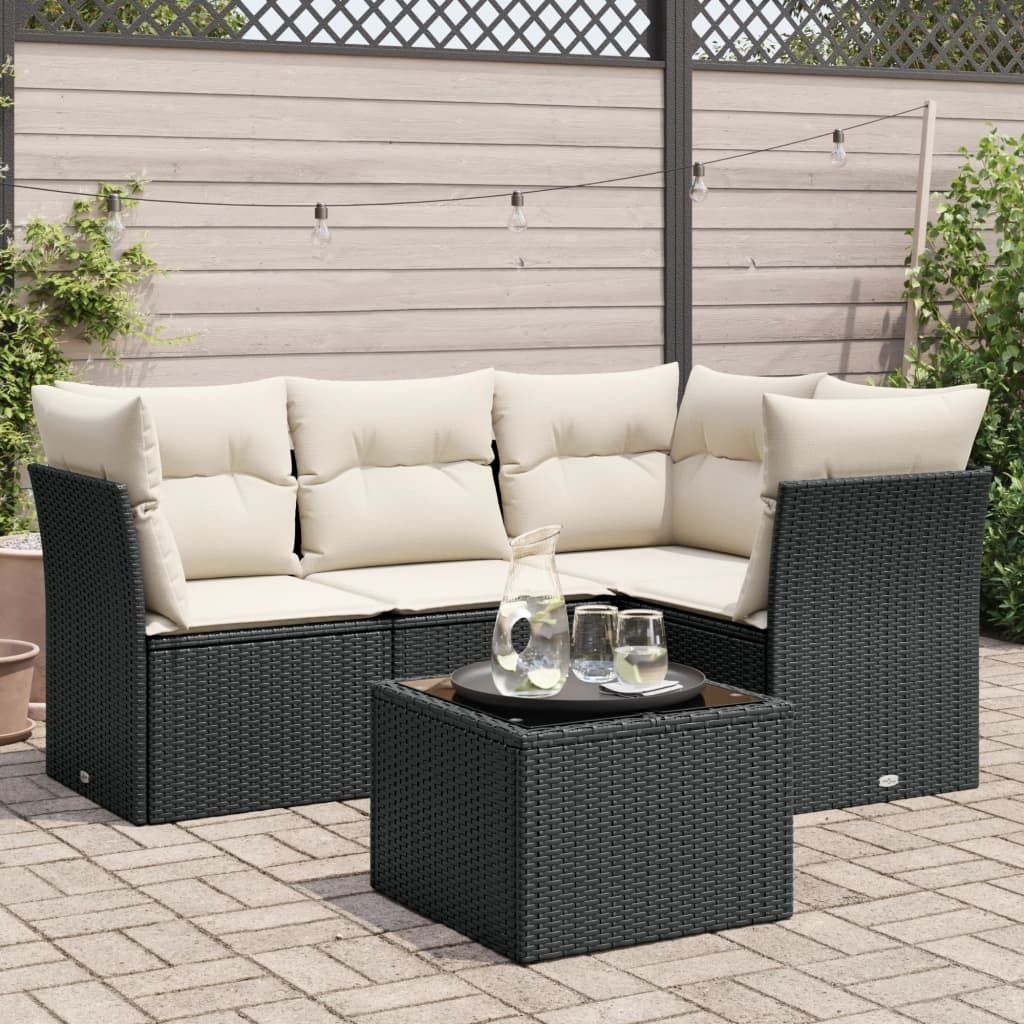 Maison Exclusive - 5-tlg. Garten-Sofagarnitur mit Kissen Schwarz Poly Rattan
