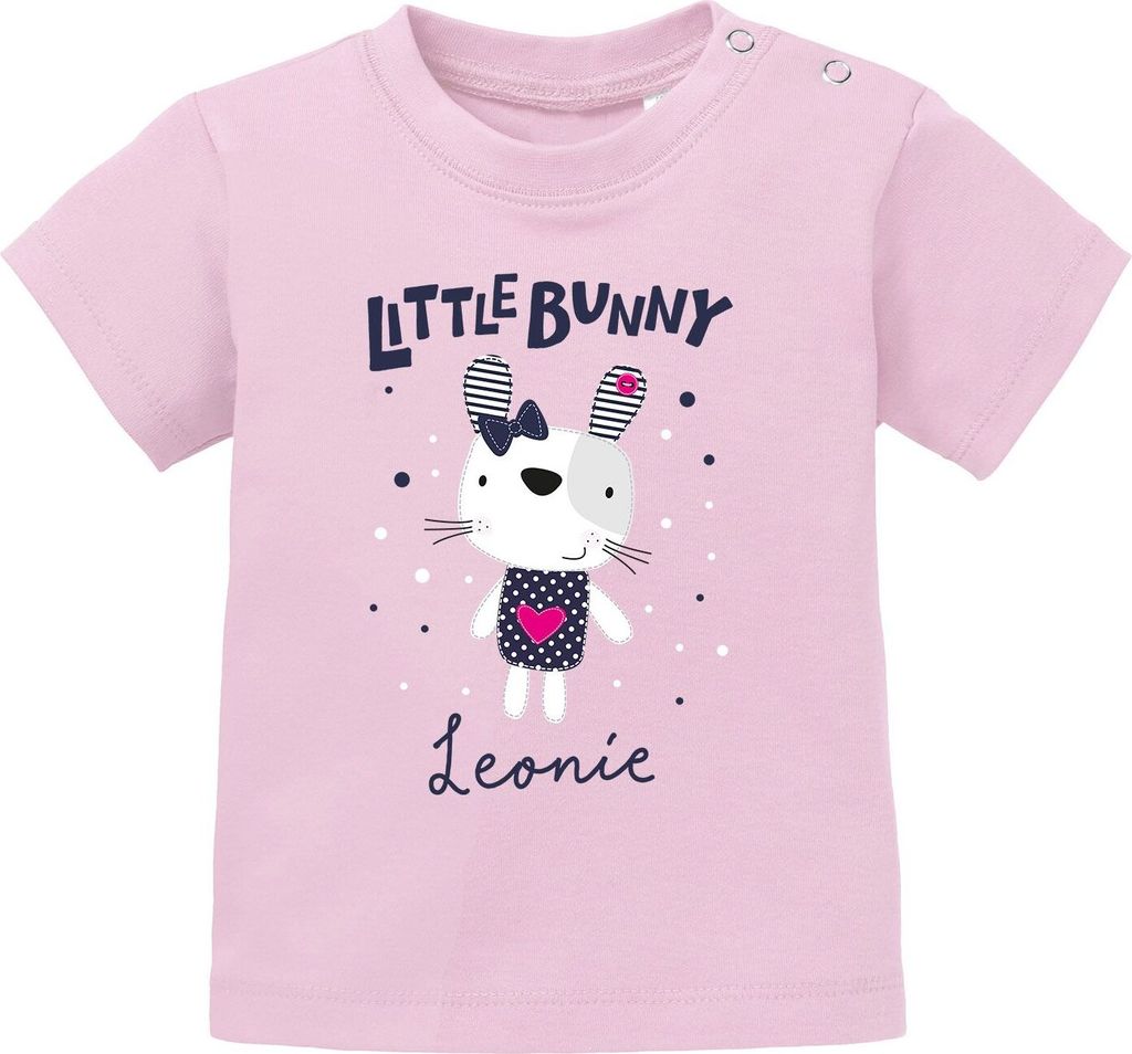 Baby T-Shirt mit Namen personalisiert Hase Aufschrift Little Bunny Mädchen kurzarm Baumwolle SpecialMe rosa 56/62 (1-3 Monate)