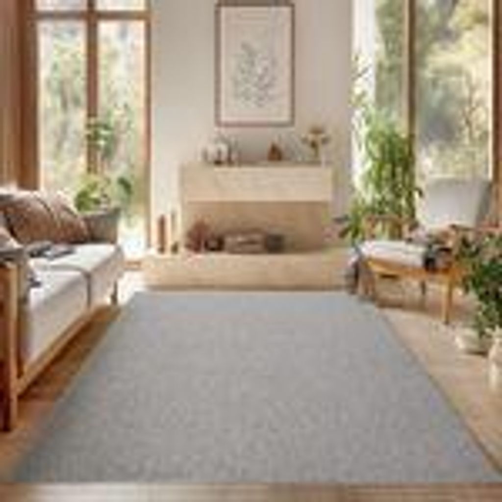 Bouclé Teppich für Wohnzimmer Schlafzimmer Büro weich pflegeleicht strapazierfähig vielseitig kombinierbar , Größe : 240 x 340 cm , Farbe : S...