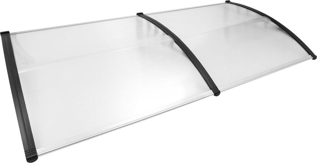 Vordach für Eingang - Haustür Vordach Polycarbonat - Gebogen - 200 x 93 cm - Transparent - Sonnen- & Regenschutz - Weiß