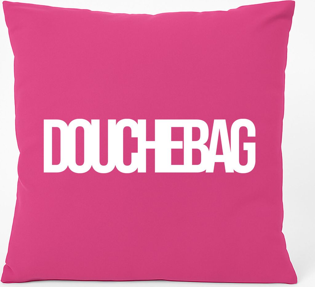 Huuraa Kissen Douchebag Schriftzug 40x40cm mit Füllung Fuchsia Baumwolle Dekokissen Geschenkidee