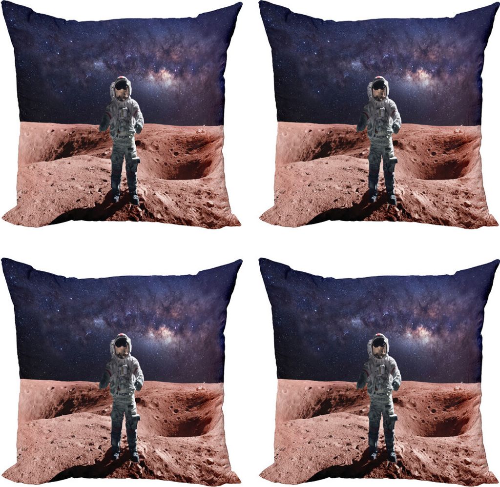 ABAKUHAUS Weltraum Kissenbezug Set (4 Stück), Spacewalk auf dem Mars Outer, Moderner Doppelseitiger Digitaldruck, 60 cm x 60 cm, lila Brown