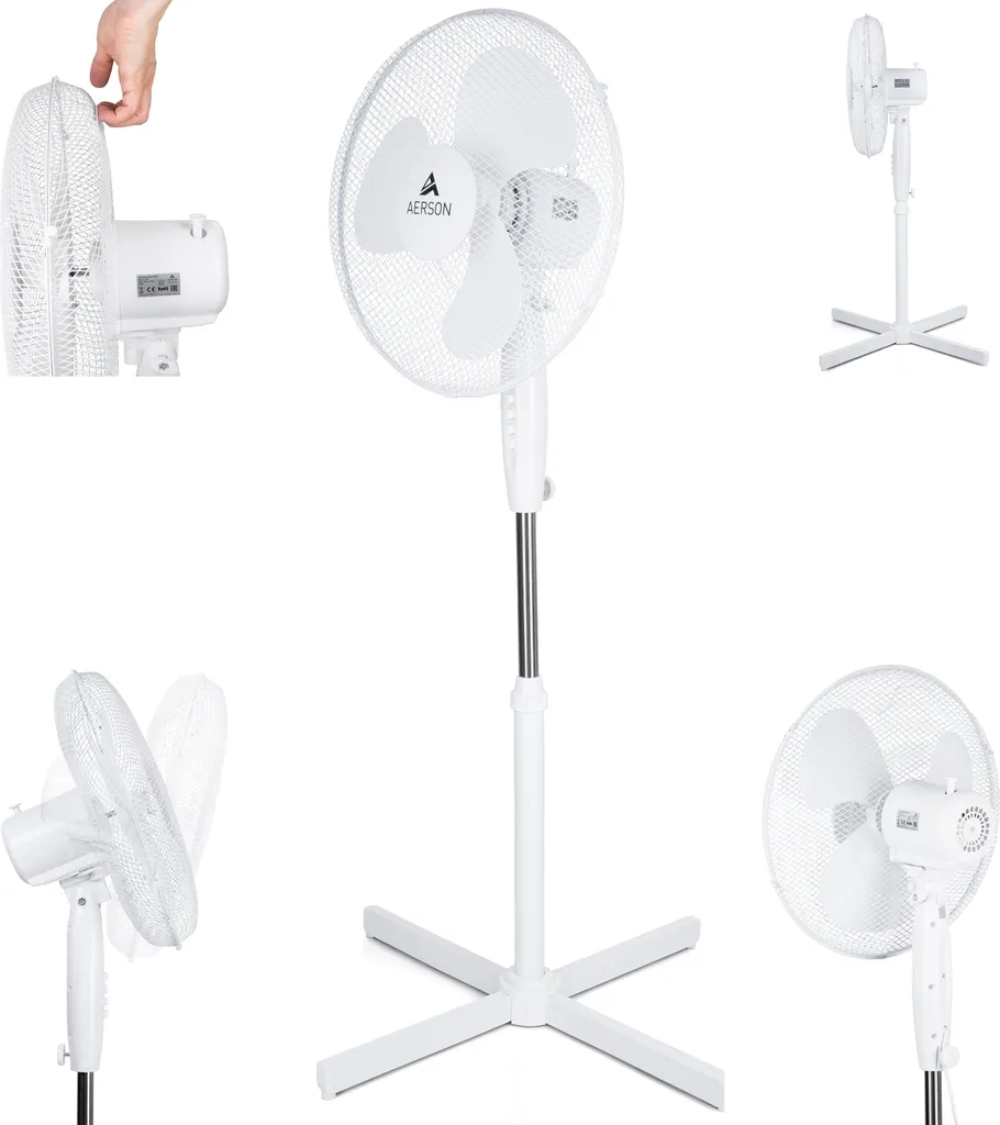 Ventilateur machine à vent oscillant blanc 50W pour maison et bureau 40cm