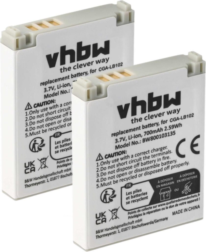 vhbw 2x Akku Ersatz für Panasonic CGA-LB102 für schnurlos Produktbild 