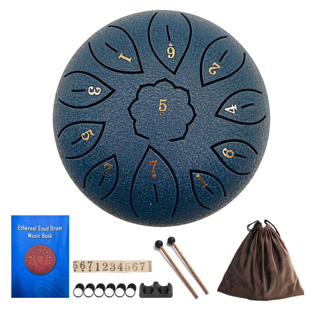 6-Zoll-Stahltrommel mit Schlägeln, Notenaufklebern, Ständer, 11 Töne, Meditation, Yoga, Klangtherapie, Handpan-Trommel, musikalisches Perkussion...