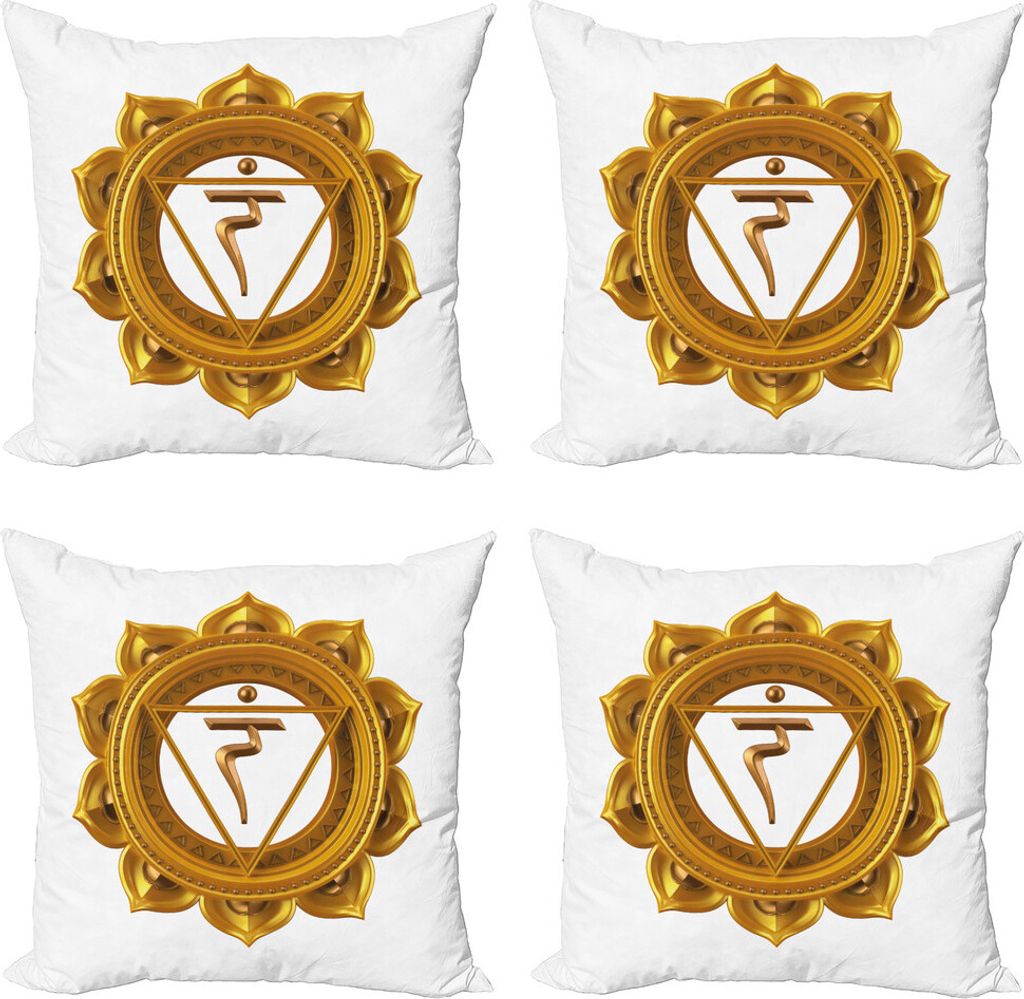 ABAKUHAUS Chakra Kissenbezug Set (4 Stück), Eastern Chakra, Moderner Doppelseitiger Digitaldruck, 60 cm x 60 cm, Erde Gelb