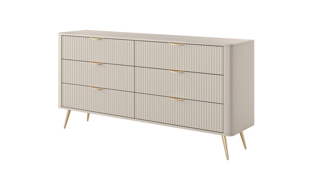 Komoda AVENTO 163,2 x 81,2 x 38 cm – beżowa, ryflowane Zdjęcie produktu 