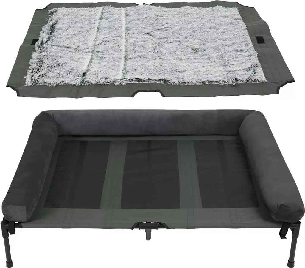 Lit surélevé pour chien XXL extérieur et intérieur, couchage 4 saisons Gris