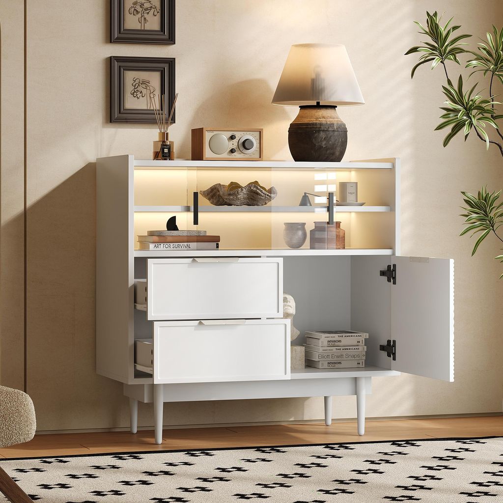 Vitrine minimaliste moderne, armoire de rangement avec éclairage LED et Vitrine minimaliste moderne, armoire de rangement avec éclairage LED et