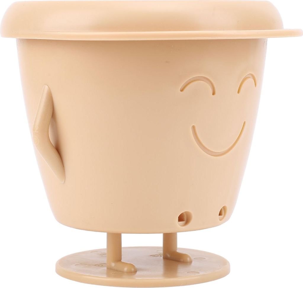 Face Plant Pots Kunststoff Stehende Sukkulenten Topf Niedlich Multifunktionale Blumentopf mit Drainageloch für Balkon Beige